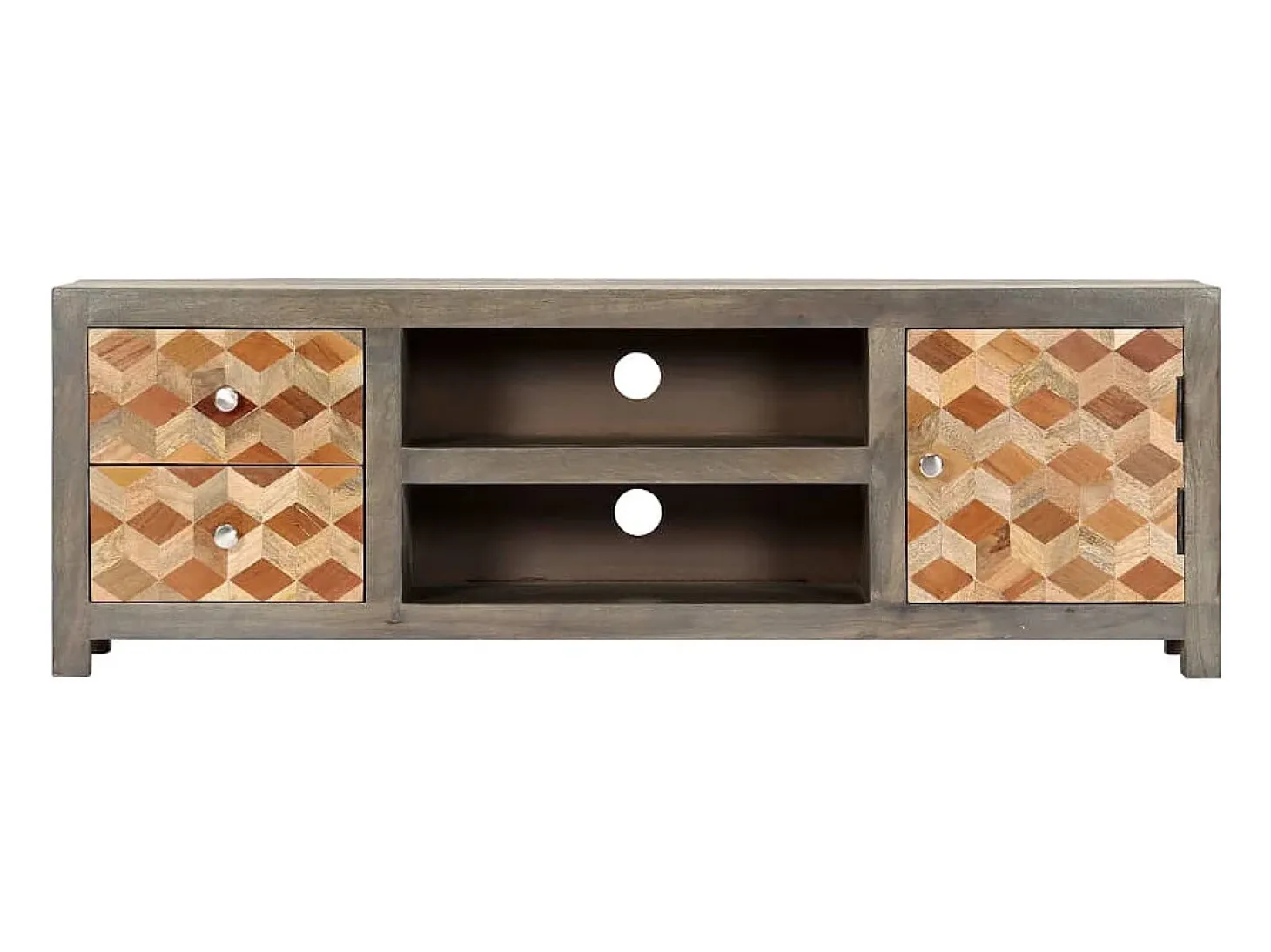 Garden Furniture - Mueble para TV de madera maciza reciclada gris 120x30x40 cm