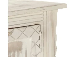 Garden Furniture - Mueble de TV de madera maciza de mango blanco 140x30x35 cm