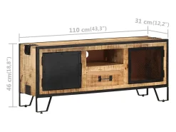 Garden Furniture - Mueble para TV de madera maciza de mango rugosa 110x31x46 cm