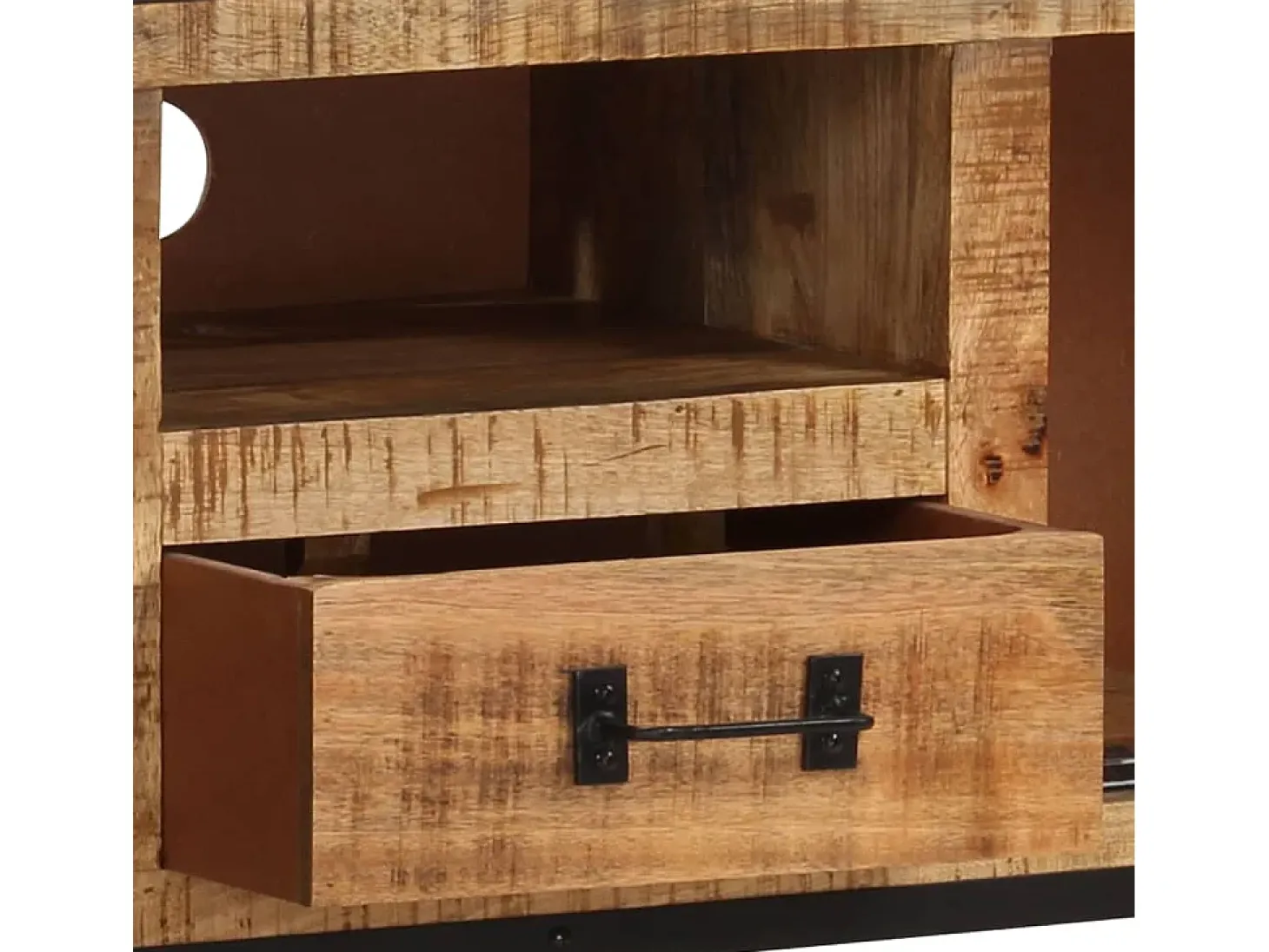 Garden Furniture - Mueble para TV de madera maciza de mango rugosa 110x31x46 cm