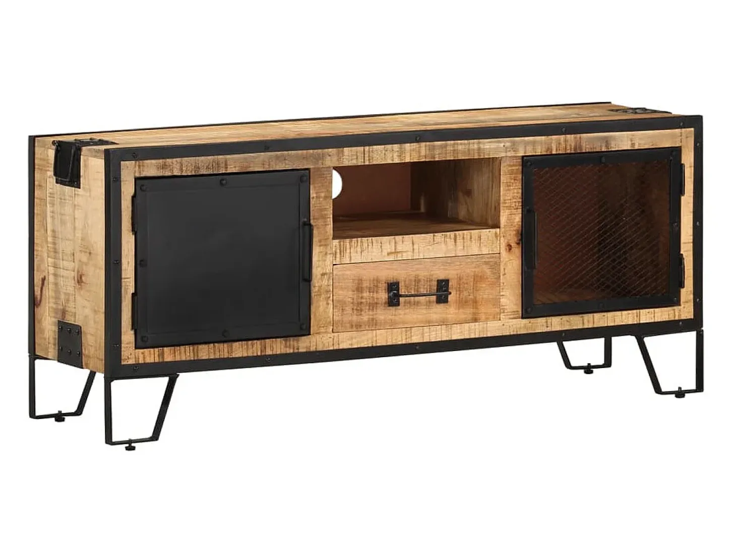 Garden Furniture - Mueble para TV de madera maciza de mango rugosa 110x31x46 cm