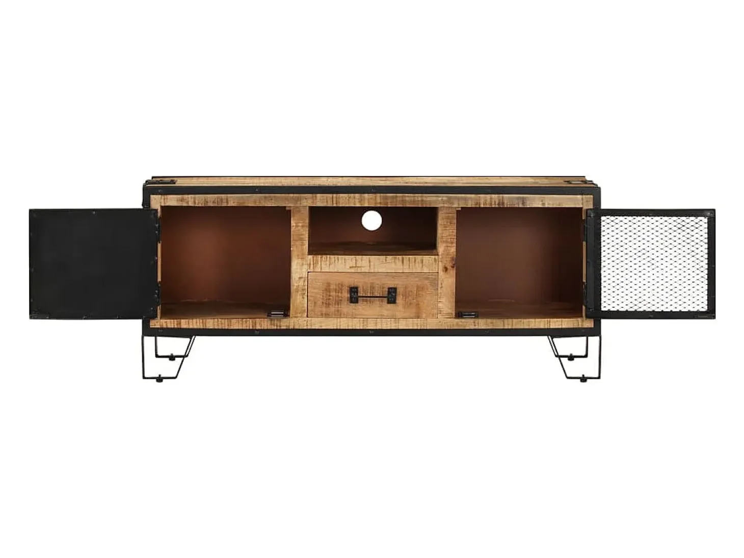Garden Furniture - Mueble para TV de madera maciza de mango rugosa 110x31x46 cm