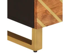 Garden Furniture - Mueble de TV madera de mango marrón negro 70x33,5x46 cm