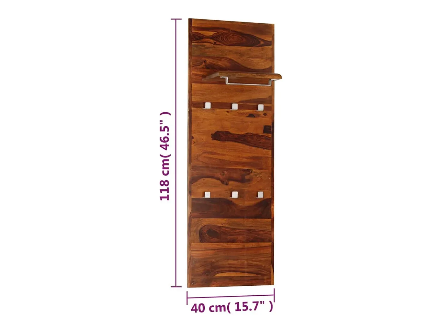 Garden Furniture - Perchero de madera maciza de acacia 118x40 cm