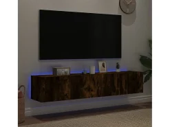 Gerben Muebles TV de pared luces LED 2 uds roble ahumado 80x35x31 cm