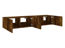 Gerben Muebles TV de pared luces LED 2 uds roble ahumado 80x35x31 cm