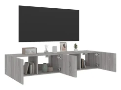 Gerben Muebles TV de pared con luces LED 2 uds gris Sonoma 80x35x31 cm