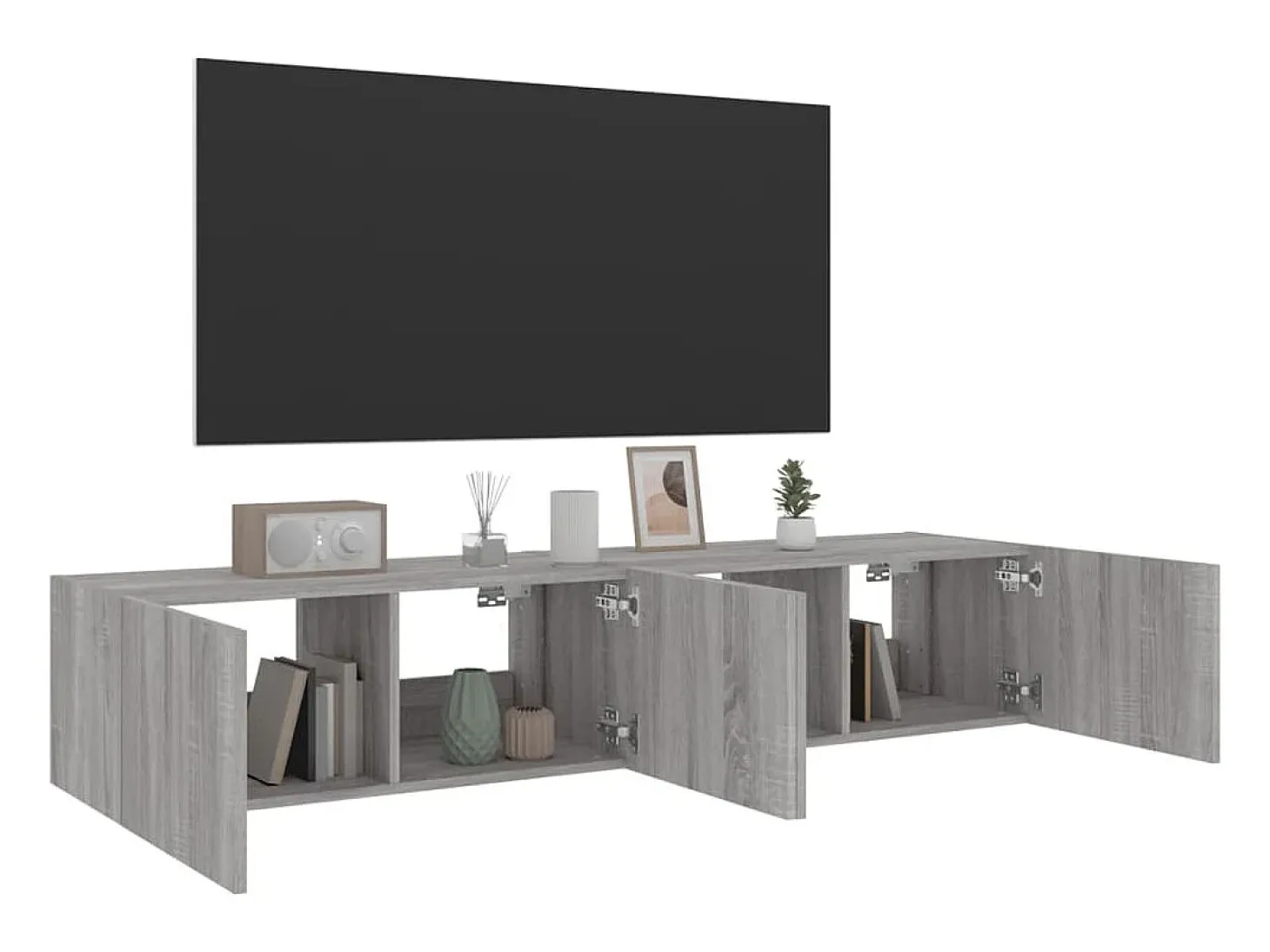 Gerben Muebles TV de pared con luces LED 2 uds gris Sonoma 80x35x31 cm