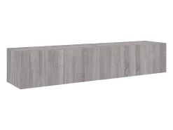 Gerben Muebles TV de pared con luces LED 2 uds gris Sonoma 80x35x31 cm