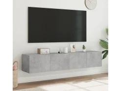 Gerben Muebles TV de pared luces LED 2 uds gris hormigón 80x35x31 cm