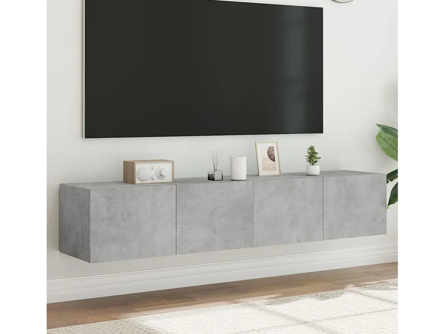 Gerben Muebles TV de pared luces LED 2 uds gris hormigón 80x35x31 cm