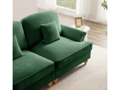 Gran Sofá 2 Plazas Chenille - Con Funda Extraíble y 2 Cojines - 194x83.5x93cm - Verde