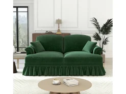Gran Sofá 2 Plazas Chenille - Con Funda Extraíble y 2 Cojines - 194x83.5x93cm - Verde