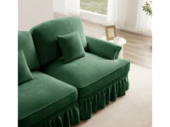 Gran Sofá 2 Plazas Chenille - Con Funda Extraíble y 2 Cojines - 194x83.5x93cm - Verde