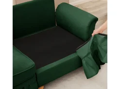 Gran Sofá 2 Plazas Chenille - Con Funda Extraíble y 2 Cojines - 194x83.5x93cm - Verde