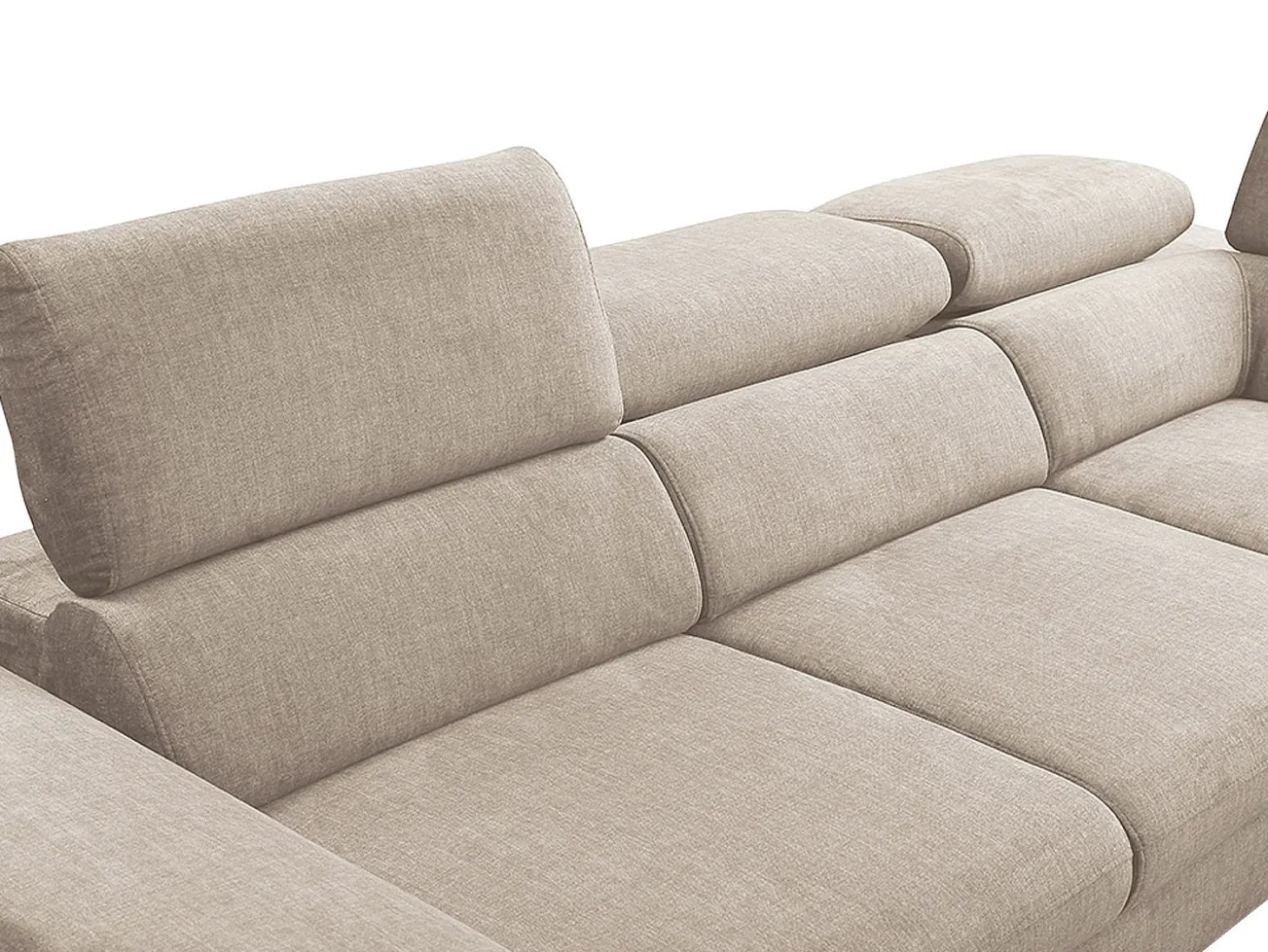 Gran sofá cama rinconera derecha de terciopelo beige SEPINA de Pascal Morabito