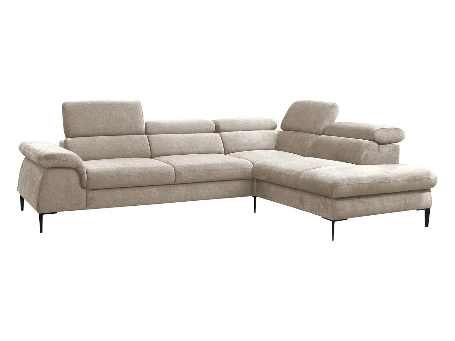 Gran sofá cama rinconera derecha de terciopelo beige SEPINA de Pascal Morabito