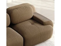 Gran sofá de esquina modular 388cm - en Pana - con 4 cojines y 2 otomanas - ergonómico - Marrón