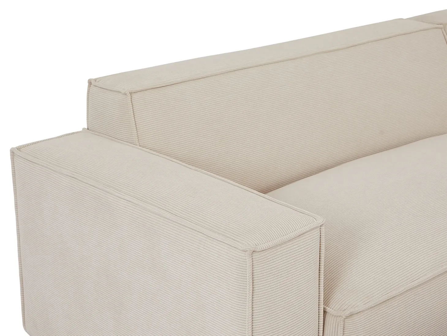 Gran sofá rinconera derecha de pana beige BORORE
