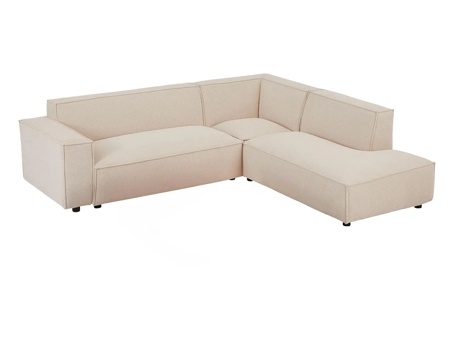 Gran sofá rinconera derecha de pana beige BORORE