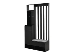 Guardarropa con 3 cajones, 1 puerta y zapatero - 100 x 35 x 180 cm - MDF - Negro