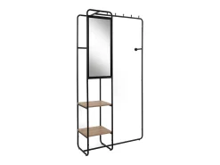 Guardarropa de metal lacado con 6 ganchos, 2 estantes y 1 espejo H185 cm - LUTON