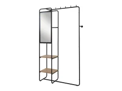 Guardarropa de metal lacado con 6 ganchos, 2 estantes y 1 espejo H185 cm - LUTON