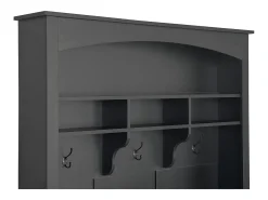Guardarropa negro con banco, zapatero, 3 ganchos y almacenaje abierto 120x40x190 cm