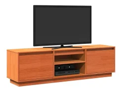 Gunes Mueble de TV madera maciza de pino marrón cera 140x35x40 cm