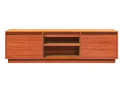 Gunes Mueble de TV madera maciza de pino marrón cera 140x35x40 cm
