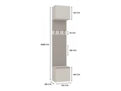 HAGA - Conjunto de entrada con 2 armarios + 2 percheros de 6 ganchos + banco 200x35x238 cm - beige cachemira