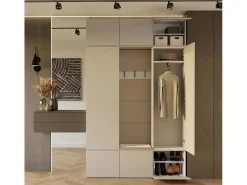HAGA - Conjunto de entrada con 2 armarios + perchero + banco 150 x 35 x 238 cm - beige cachemira
