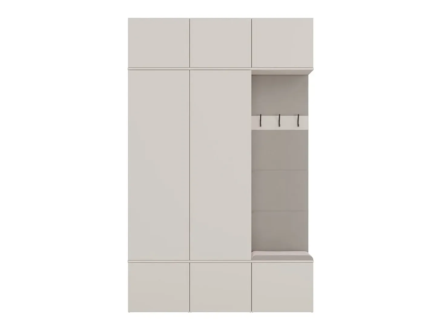 HAGA - Conjunto de entrada con 2 armarios + perchero + banco 150 x 35 x 238 cm - beige cachemira