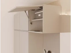 HAGA - Conjunto de entrada con 2 armarios + perchero + banco 150 x 35 x 238 cm - beige cachemira