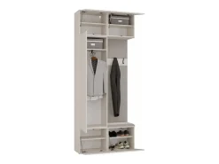 HAGA - Perchero de 3 ganchos y armario - Vestíbulo con asiento 238x100x35 cm - Beige cachemira
