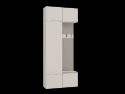 HAGA - Perchero de 3 ganchos y armario - Vestíbulo con asiento 238x100x35 cm - Beige cachemira