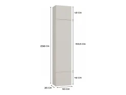 HAGA - Perchero de 3 ganchos y armario - Vestíbulo con asiento 238x100x35 cm - Beige cachemira