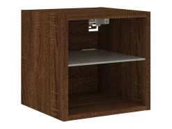 Hans Muebles TV de pared luces LED 2 uds roble marrón 30x28,5x30 cm