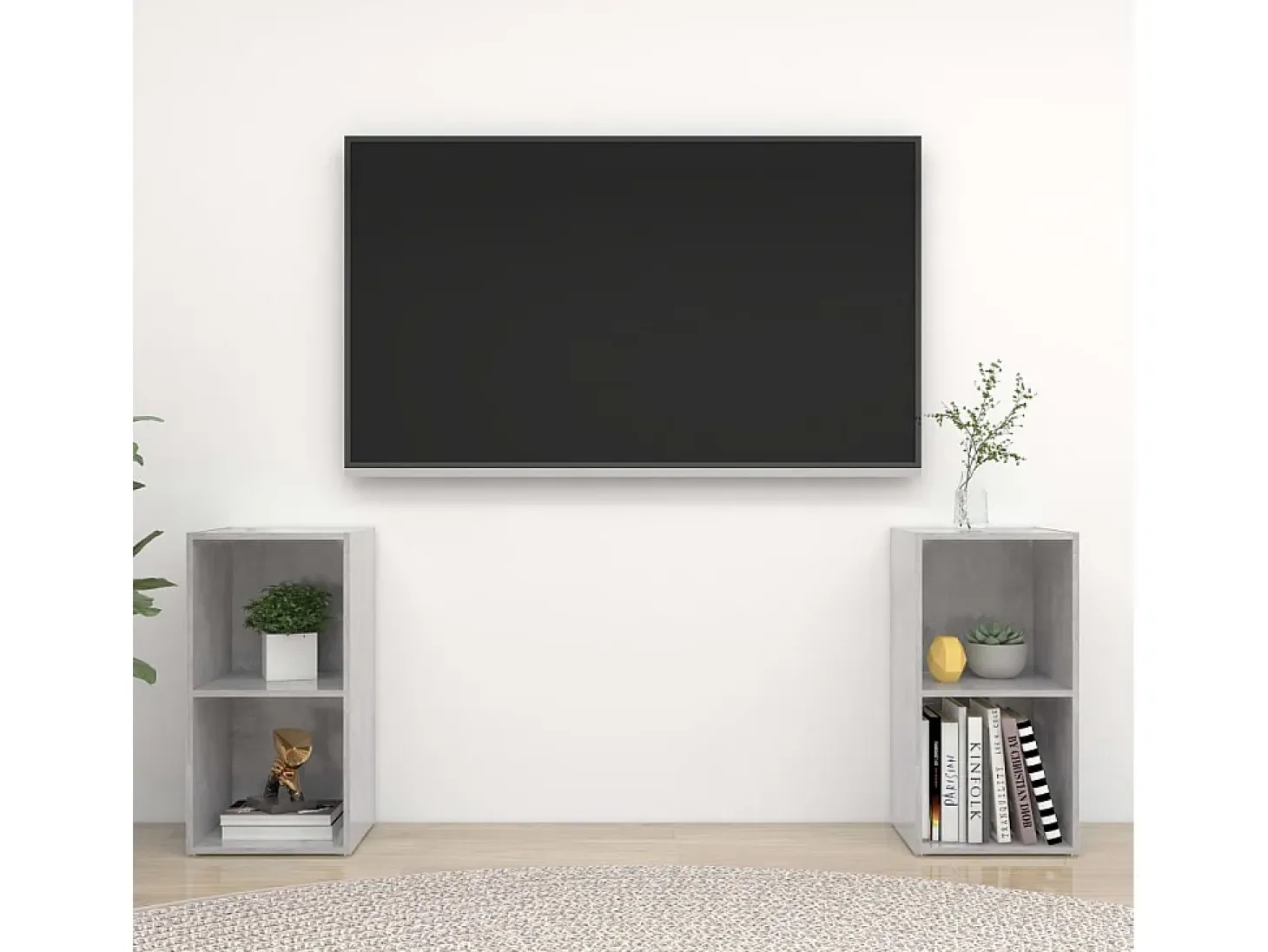Helene Muebles de salón de pared 2 pzs madera ingeniería gris hormigón
