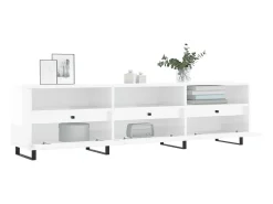 Hørning Mueble de TV madera contrachapada blanco brillo 150x30x44,5 cm
