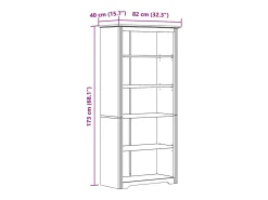 Hydesville Librería BODO 5 estantes madera maciza pino marrón 82x40x173 cm