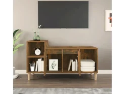 Ibtihal Mueble para TV madera contrachapada roble ahumado 100x35x55 cm