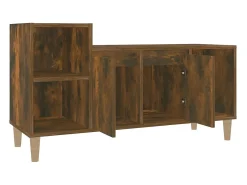 Ibtihal Mueble para TV madera contrachapada roble ahumado 100x35x55 cm