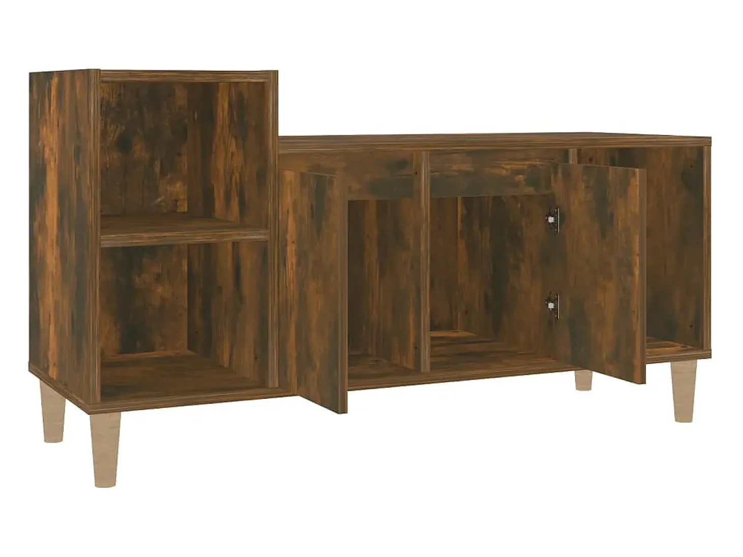 Ibtihal Mueble para TV madera contrachapada roble ahumado 100x35x55 cm