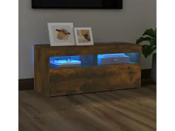 Ilion Mueble de TV con luces LED roble ahumado 90x35x40 cm