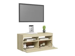 Ilion Mueble de TV con luces LED roble Sonoma 90x35x40 cm