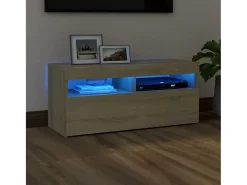 Ilion Mueble de TV con luces LED roble Sonoma 90x35x40 cm