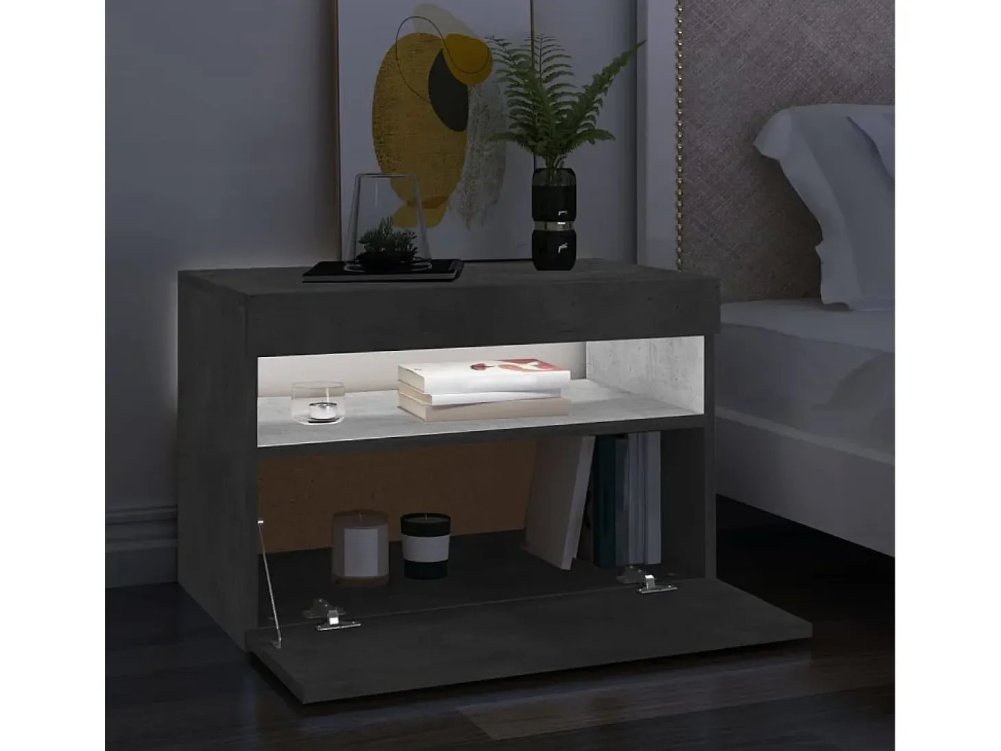Ilion Mueble de TV con luces LED gris hormigón 60x35x40 cm
