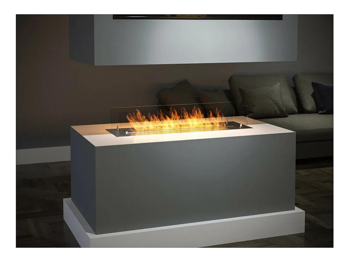 Inserto/Soporte para Quemador de Bioetanol de 100cm en Acero Inoxidable con Cristal Incluido