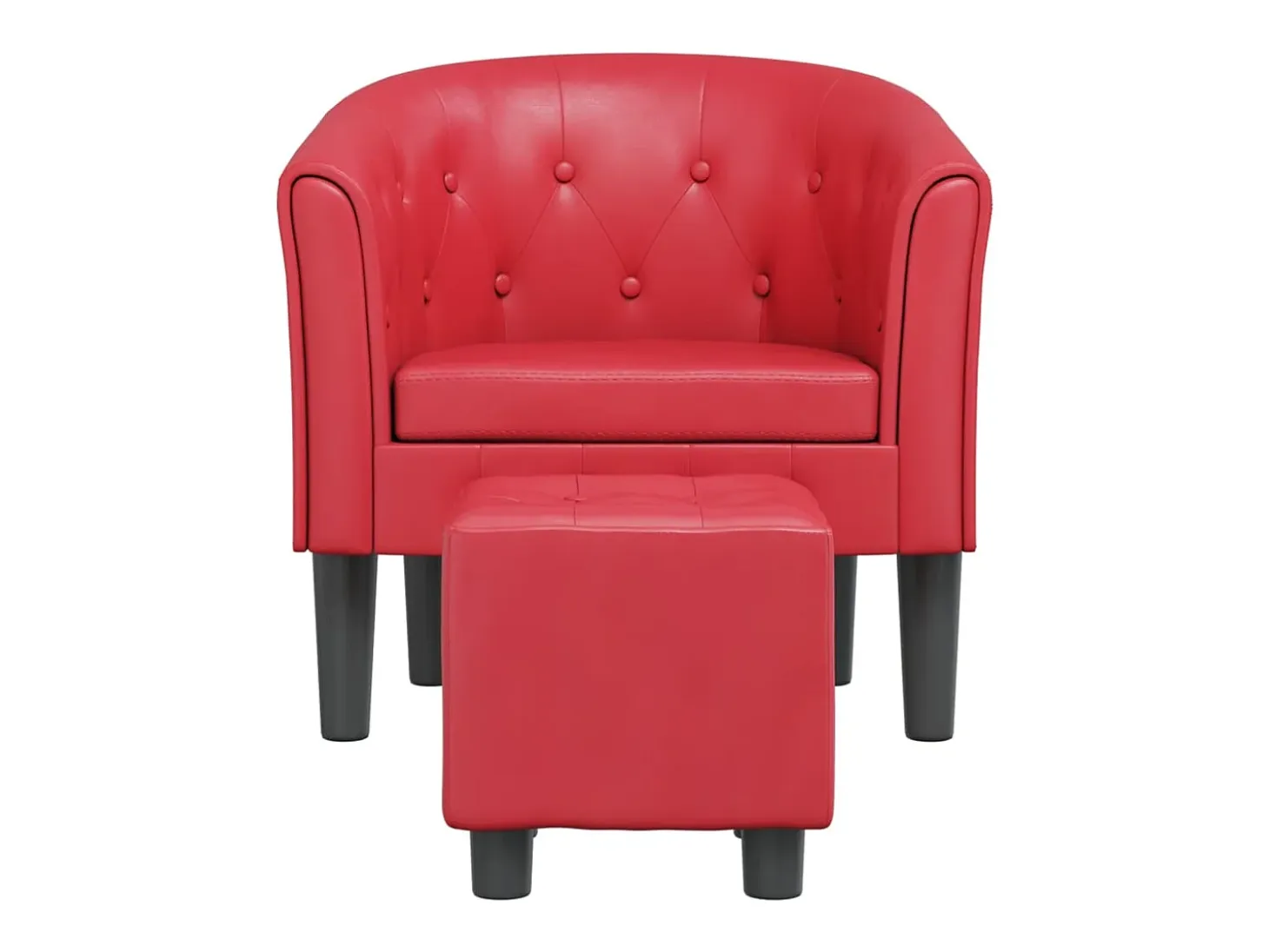 Jalkar Sillón con taburete cuero sintético rojo